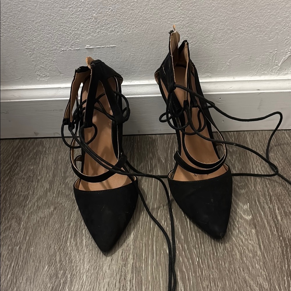 Elegant Black Lace-Up Women's Shoes